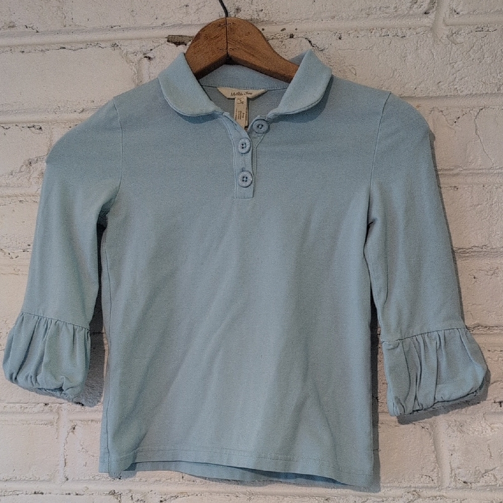 Matilda Jane Light Blue Polo with Ruffled Sleeves